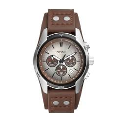 Fossil Coachman uhr für Herren, Chronographenwerk mit Edelstahl- oder Lederarmband, Braun, 45MM von Fossil