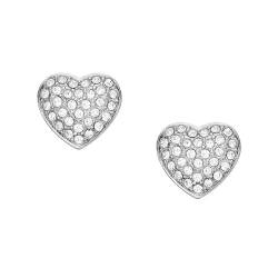 Fossil Damenohrstecker Sadie Glitz Heart Edelstahl, JF04676040 von Fossil