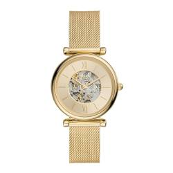 Fossil Damenuhr Carlie Automatikwerk Milanaise Edelstahl goldfarben, ME3250 von Fossil