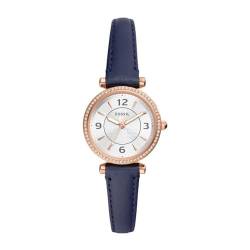 Fossil Damenuhr Carlie quarz/3 Zeiger Uhrwerk 28mm Gehäusegröße mit einem litehide™ Lederarmband ES5297 von Fossil