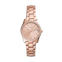 Fossil Damenuhr Scarlette Mini, Quarzwerk, 32mm Rose Gold Edelstahlgehäuse mit Edelstahlarmband, ES4318 von Fossil