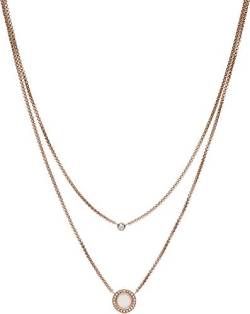 Fossil Halskette Für Frauen Classics, Innen: 40 Cm / Äußeres: 18In + 2In / B:10mm Rose Gold Edelstahl Halskette, JF03057791 von Fossil