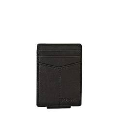 Fossil Herren Leder Minimalistische Magnetische Kartenhülle mit Geldklammer Fronttasche Geldbörse, Ingram Black, Einheitsgröße von Fossil