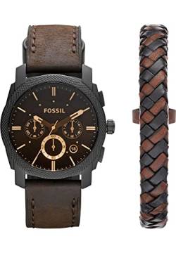 Fossil Machine uhr für Herren, Chronographenwerk mit Edelstahl- oder Lederarmband, Dunkelbraun, 42MM von Fossil