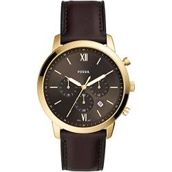 Fossil Neutra uhr für Herren, Chronographenwerk mit Edelstahl- oder Lederarmband, Braun und Goldton, 44MM von Fossil