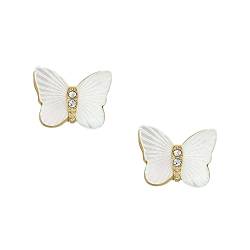 Fossil Ohrringe für Frauen Radiant Wings Weiß Perlmutt Ohrstecker Schmetterling, Länge: 7mm, Breite: 9.7mm, JF04422710 von Fossil
