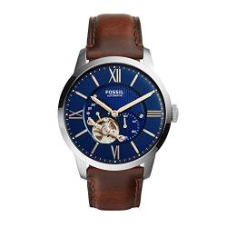 Fossil Townsman uhr für Herren, Mechanisches Automatikwerk mit Edelstahl- oder Lederarmband, Blau, 44MM von Fossil