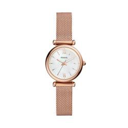 Fossil Uhr für Damen Carlie, Quarzwerk, 29mm Rose Gold Edelstahlgehäuse mit Edelstahlarmband, ES4433 von Fossil