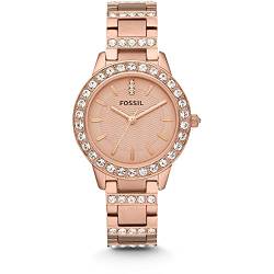 Fossil Uhr für Damen Jesse, Quarzwerk, 34mm Rose Gold Edelstahlgehäuse mit Edelstahlarmband, ES3020 von Fossil