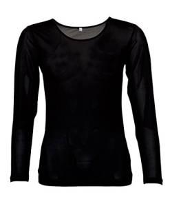 Damen Unterhemd Langarm, 100% Seide, FosterNatur, 92g/m² (XL, Schwarz) von FosterNatur