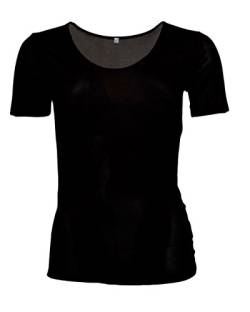 Damen Unterhemd kurzarm, 100% Seide, FosterNatur, 92g/m² Small Black von FosterNatur