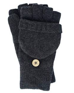 FosterNatur, Damen/Herren Wollhandschuhe mit Klappe, 100% Merino (7, Anthrazit) von FosterNatur