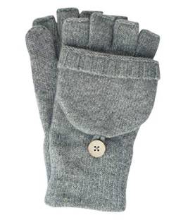 FosterNatur, Damen/Herren Wollhandschuhe mit Klappe, 100% Merino (9, Grau) von FosterNatur