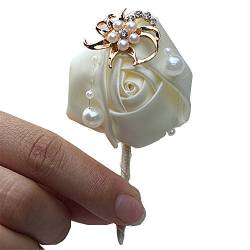 Fouriding Bräutigam Anstecknadel Boutonniere Braut Blumen Corsage Brosche Hochzeitsanstecker der Männer für Herren Hochzeit Anzug Bankett Partei Packung mit von Fouriding