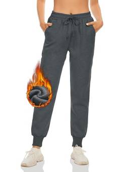 Fourindo Jogginghose Damen - Sporthose Damen Lang Winter Verdickte Sweatpants mit Taschen Warme Thermo Gefütterte Freizeithose High Waist Jogginghose Trainingshose für Sport Gym Alltag von Fourindo