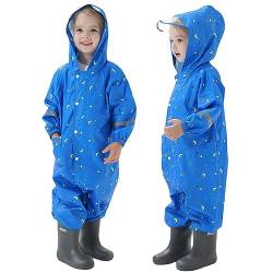 Fouyada Kinder Regenponcho Kleinkind Regenmäntel Jungen Mädchen Wasserdichte Overall Einteilig Regenjacken Netter Cartoon Regenbekleidung Outdoor von Fouyada