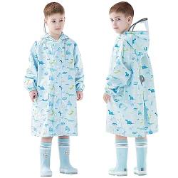 Regenmäntel Kinder, Regenponcho wasserdichte Regenjacken mit Rucksackabdeckung Jungen Outdoor Transparente Regenbekleidung Mit Tragbarer Tasche Kinder Kapuzen Kleinkind Cartoon von Fouyada