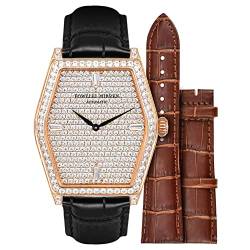 Fowllei mirren Armbanduhren für Damen und Herren Unisex, Gold – Leder von Fowllei mirren