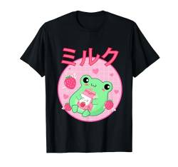 Kawaii Frosch Erdbeermilch Shake Karton Japanische Anime T-Shirt von Fox Brother