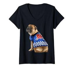 Damen Bullmastiff Hundebekleidung Japanischer Happi-Mantel für Festivals T-Shirt mit V-Ausschnitt von Fox Republic Design