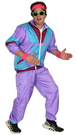 Foxxeo 80er Jahre Kostüm für Herren Trainingsanzug Fasching Karneval Motto-Party, Größe:L von Foxxeo