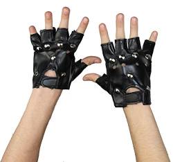 Foxxeo schwarze Punk Handschuhe mit Nieten für Damen zu Karneval Fasching Halloween Kostüm von Foxxeo