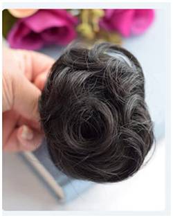 Haarnadel Curly kurze synthetische Haarverlängerung Chignon Donut Roller Bun Wig Claw Clip in Haarteil for Frauen Haarnadel Holz (Size : Black) von FrEshn