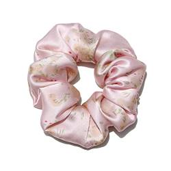 Stirnband Damen 100% reine Seide Große Scrunchies Seile Haarbänder Krawatten Elastics Pferdeschwanzhalter for Frauen Mädchen Zubehör 19 Momme 3,5 cm Stirnband Damen Winter (Size : 22 Small Floral) von FrEshn