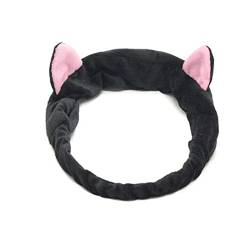 Stirnband Damen Mehrere Stile Nette elastische Katzenohren Stirnbänder for Frauen Mädchen Makeup Gesicht Waschen Stirnband Hairdo Headwrap Haar Zubehör Gesichtswaschstirnband (Size : TS8-black) von FrEshn