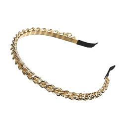 Stirnband Damen Mode Goldketten Hair Bands Reifen for Frauen Stirnband Haarband Mädchen Haarschmuck Elegante schicke Haarverzierung Gesichtswaschstirnband (Size : 9736-M -Width 1 cm) von FrEshn