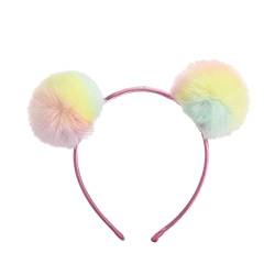 Stirnband Damen Nette solide Farbe Panda-Ohren Haarbänder for Mädchen bunte flaumige Pompom Ball Stirnband Mode Haarschmuck Gesichtswaschstirnband (Size : 2) von FrEshn