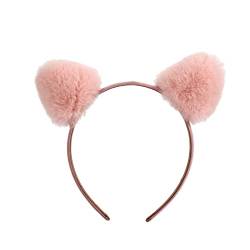 Stirnband Damen Nette solide Farbe Panda-Ohren Haarbänder for Mädchen bunte flaumige Pompom Ball Stirnband Mode Haarschmuck Gesichtswaschstirnband (Size : 3) von FrEshn