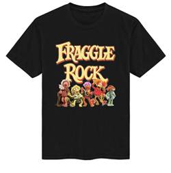 Fraggle Rock Shirt 80er Jahre TV Show Charakter Druck Tee Erwachsene Kurzarm Baumwolle T-Shirt Schwarz, Schwarz, S von Fraggle Rock