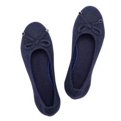 Frank Mully Damen-Ballerinas, zum Hineinschlüpfen, gestrickt, mit runder Zehenpartie, Navy blau, 36.5 EU von Frank Mully