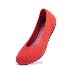 Frank Mully Damen Ballerinas Slip On Knit Kleid Schuhe Pumps Schuhe Runde Zehe, Rot, 36.5 EU von Frank Mully