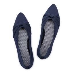 Frank Mully Flache Damenschuhe, Klassische Flache Schuhe mit spitzer Zehenpartie, gestrickte Abendschuhe, weiche Flache Schuhe für Damen, bequem und elegant, Blau, 37 EU von Frank Mully