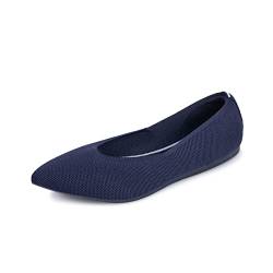 Frank Mully Frauen Spitze Zehe Ballett flach Strickkleid Schuhe Low Wedge Flache Schuhe Komfort Slip On Flats Schuhe für Frau Klassische Schuhe, Blau, 40 EU von Frank Mully