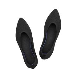 Frank Mully Frauen Spitze Zehe Ballett flach Strickkleid Schuhe Low Wedge Flache Schuhe Komfort Slip On Flats Schuhe für Frau Klassische Schuhe, Schwarz, 40 EU von Frank Mully