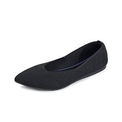 Frank Mully Frauen Spitze Zehe Ballett flach Strickkleid Schuhe Low Wedge Flache Schuhe Komfort Slip On Flats Schuhe für Frau Klassische Schuhe, Schwarz, 41 EU von Frank Mully