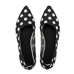 Frank Mully Frauen Spitze Zehe Ballett flach Strickkleid Schuhe Low Wedge Flache Schuhe Komfort Slip On Flats Schuhe für Frau Klassische weiche Schuhe von Frank Mully