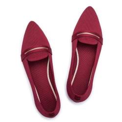 Frank Mully Lässige Loafer für Damen, flache Schlupfschuhe, bequeme Strickschuhe, flache Schuhe, klassisch, spitzer Zehenbereich, für Arbeit, Reisen, 6052 Rot, 40.5 EU von Frank Mully