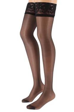 Franzoni Party Damen 20 DEN Halterlose Strumpfhose, durchsichtige, reißfeste & elastische Oberschenkel Strümpfe mit 8 cm Rüschenstrumpf, rutschfester Silikonband, Made in Italy, 1 Stück, M-L von Franzoni