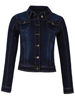 Fraternel Damen Jacke Jeansjacke Denim Jacket talliert Stretch Dunkelblau 3XL / 46 von Fraternel