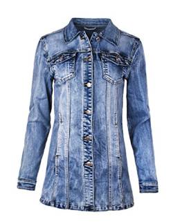 Fraternel Damen Jacke Mantel Lange Jeansjacke talliert Denim Jacket Blau 3XL von Fraternel