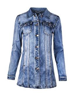 Fraternel Damen Jacke Mantel Lange Jeansjacke talliert Denim Jacket Blau XXL von Fraternel