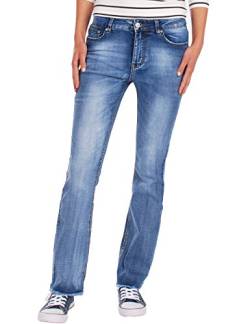 Fraternel Damen Jeans Hose Straight Cut normal Waist Stretch ausgefranst Blau L / 40 - W30 von Fraternel
