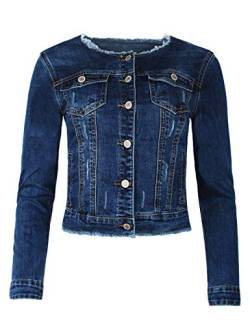 Fraternel Damen Jeansjacke ausgefranst Vintage Stretch Blau XL von Fraternel