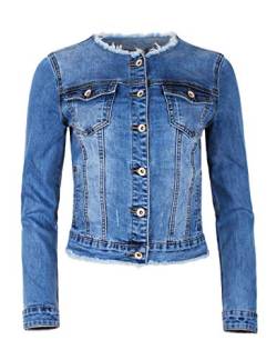 Fraternel Damen Jeansjacke ausgefranst Vintage Stretch Hellblau 4XL von Fraternel