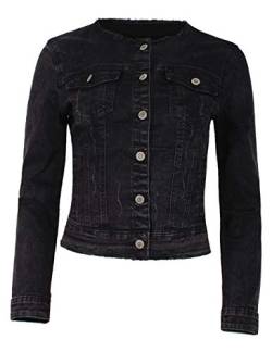 Fraternel Damen Jeansjacke ausgefranst Vintage Stretch Schwarz XXL von Fraternel