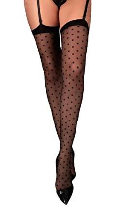 Frauen Damen Dessous Strümpfe Stockings schwarz mit Punkten Strapsstrümpfe transparent schwarz 20 den 4 von Frauen